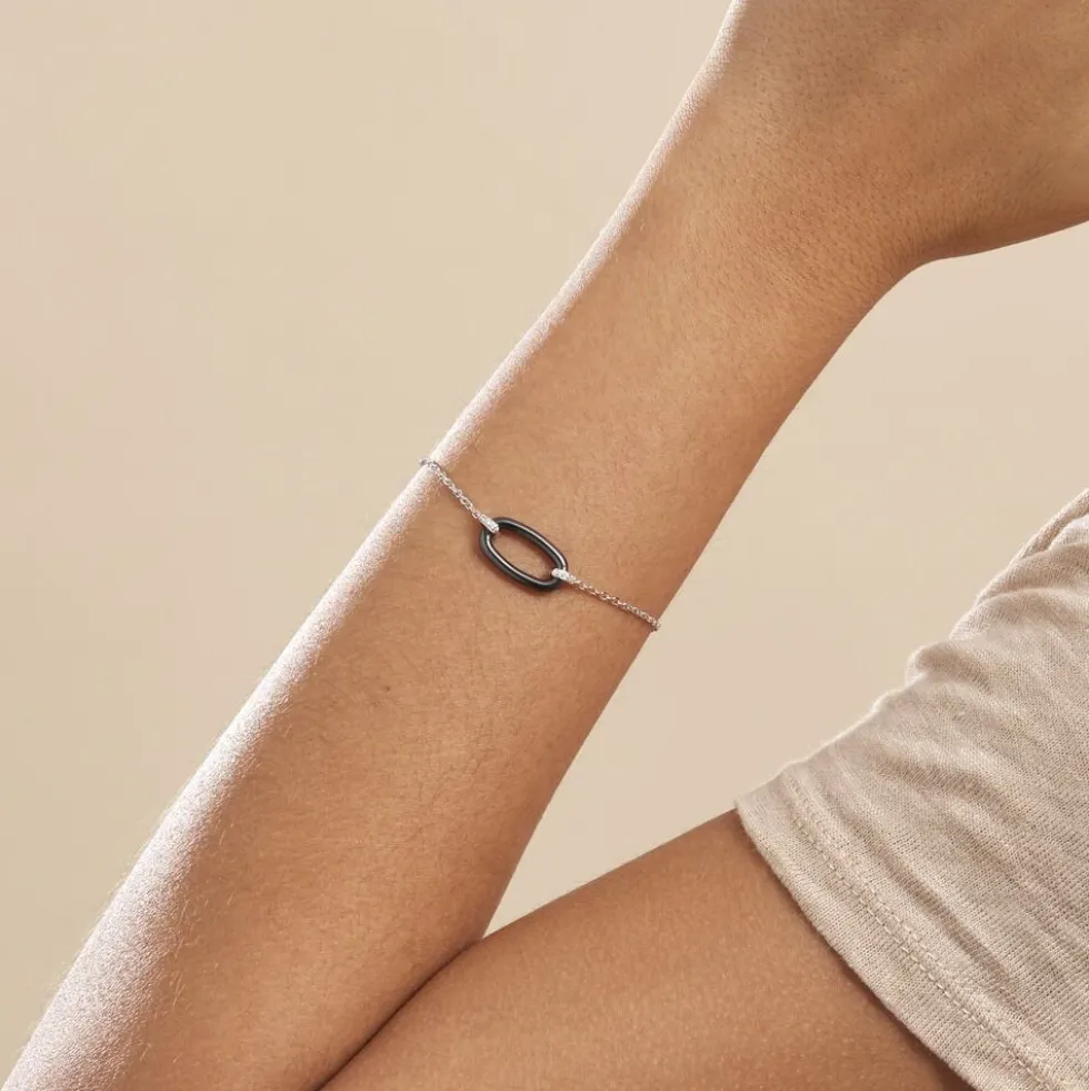 Bracelet Greta Argent Blanc Céramique Et Oxyde De Zirconium