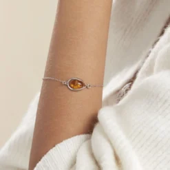 Bracelet Hilda Argent Blanc Ambre