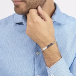 Bracelet Identité Anilo Maille Alternee 1/1 Argent Blanc