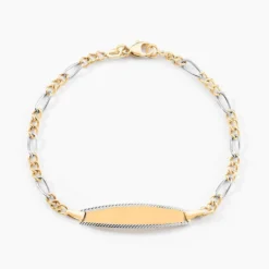 Bracelet Identité Bartolomee Maille Alternee 1/3 Or Bicolore