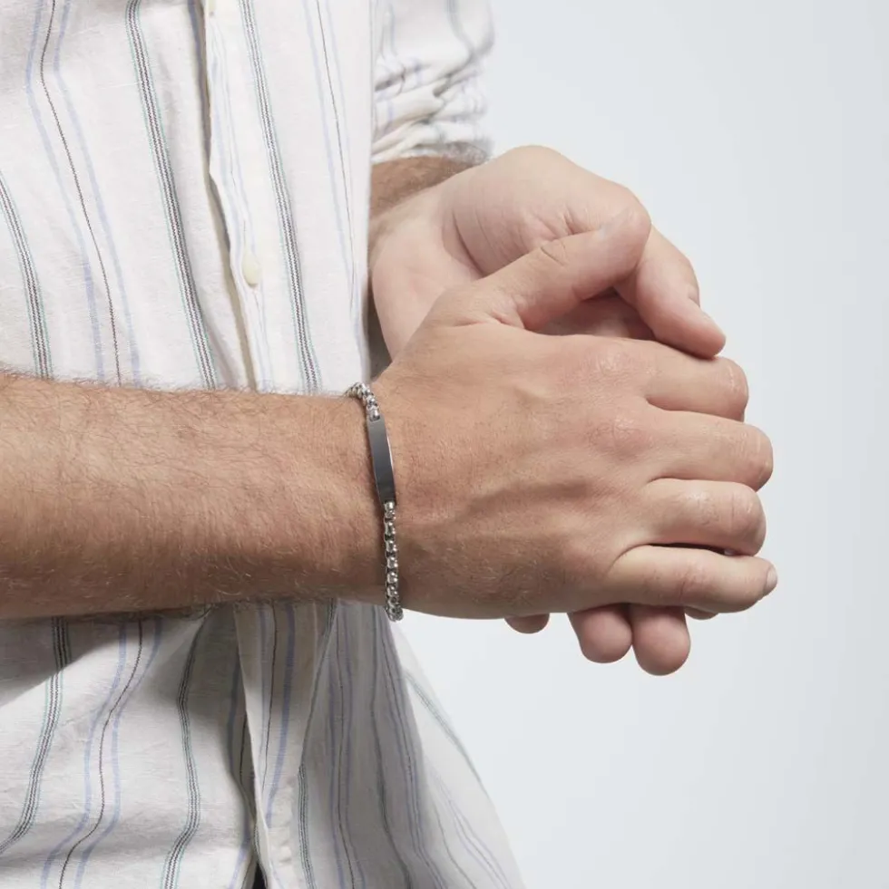 Bracelet Identite Acier Blanc Doryan
