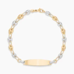 Bracelet Identité Evin Maille Grain De Cafe Or Bicolore