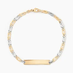 Bracelet Identité Fanelia Maille Marine Or Bicolore