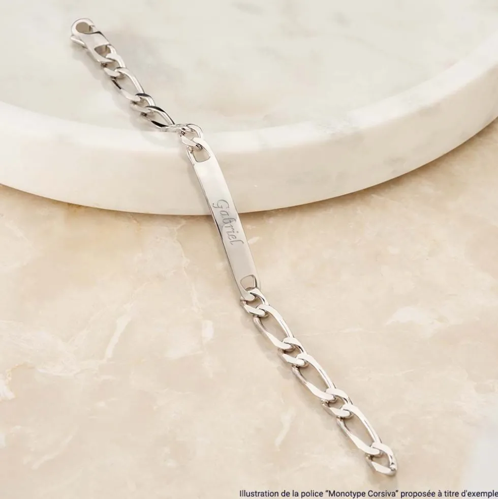 Bracelet Identité Vila Maille Alternee 1/2 Argent Blanc