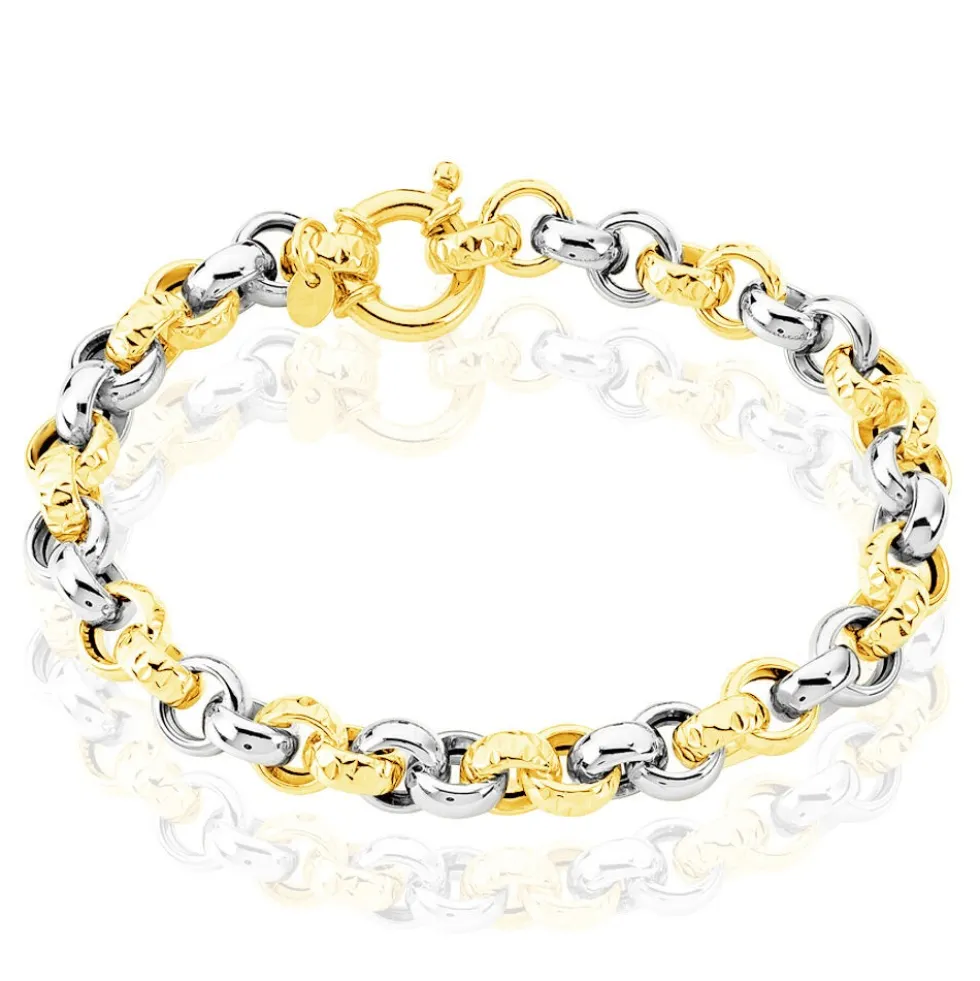 Bracelet Jodie Maille Jaseron Godronne Or Bicolore