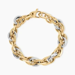 Bracelet Joice Maille Alternée Et Godronne Or Bicolore