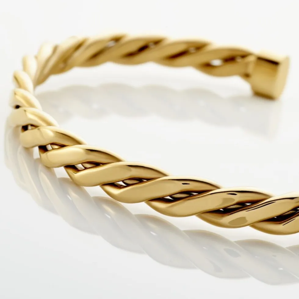 Bracelet Jonc Acier Dore Alexandru