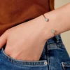 Bracelet Jonc Allyn Argent Blanc Verre