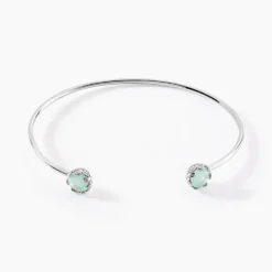 Bracelet Jonc Allyn Argent Blanc Verre