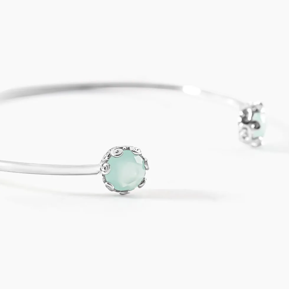 Bracelet Jonc Allyn Argent Blanc Verre