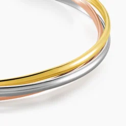 Bracelet Jonc Annie-france Plaqué Or Tricolore