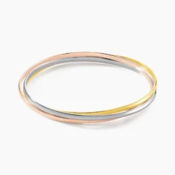 Bracelet Jonc Annie-france Plaqué Or Tricolore