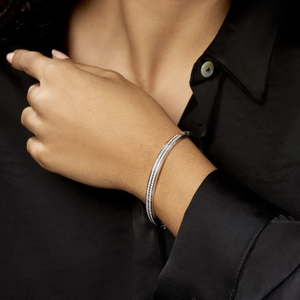 Bracelet Jonc Carinne Argent Blanc Oxyde De Zirconium