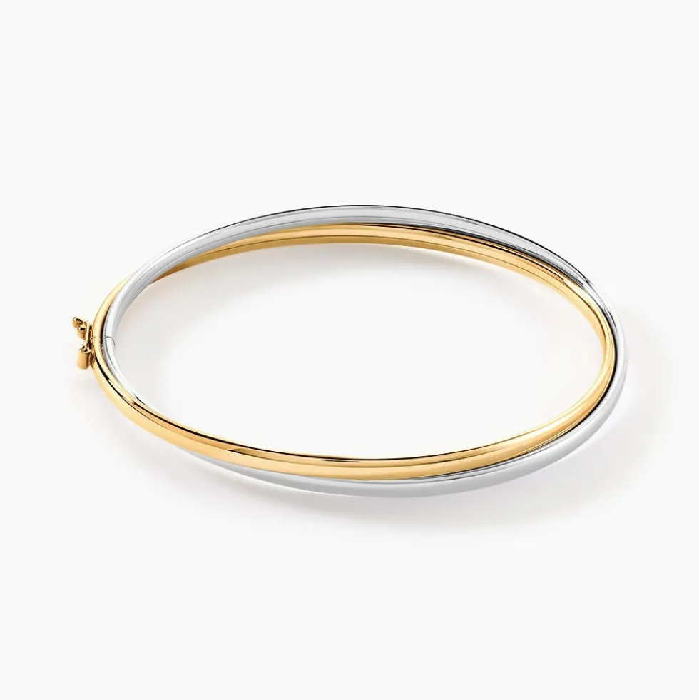 Bracelet Jonc Catalin 2 Fils Flexibles Or Bicolore