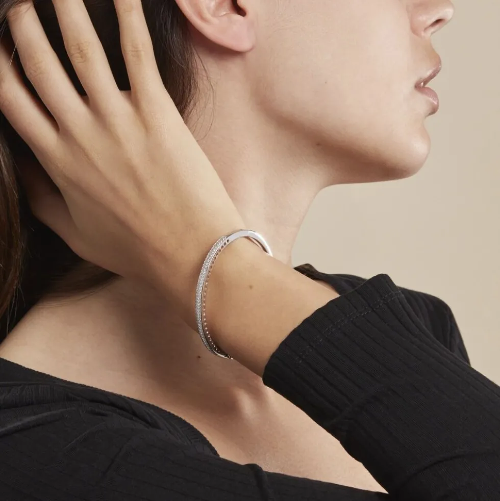 Bracelet Jonc Clélya Argent Blanc Oxyde De Zirconium