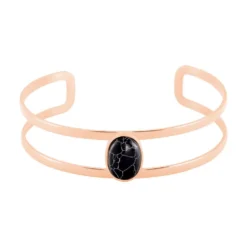 Bracelet Jonc Eline Acier Rose Pierre De Synthese