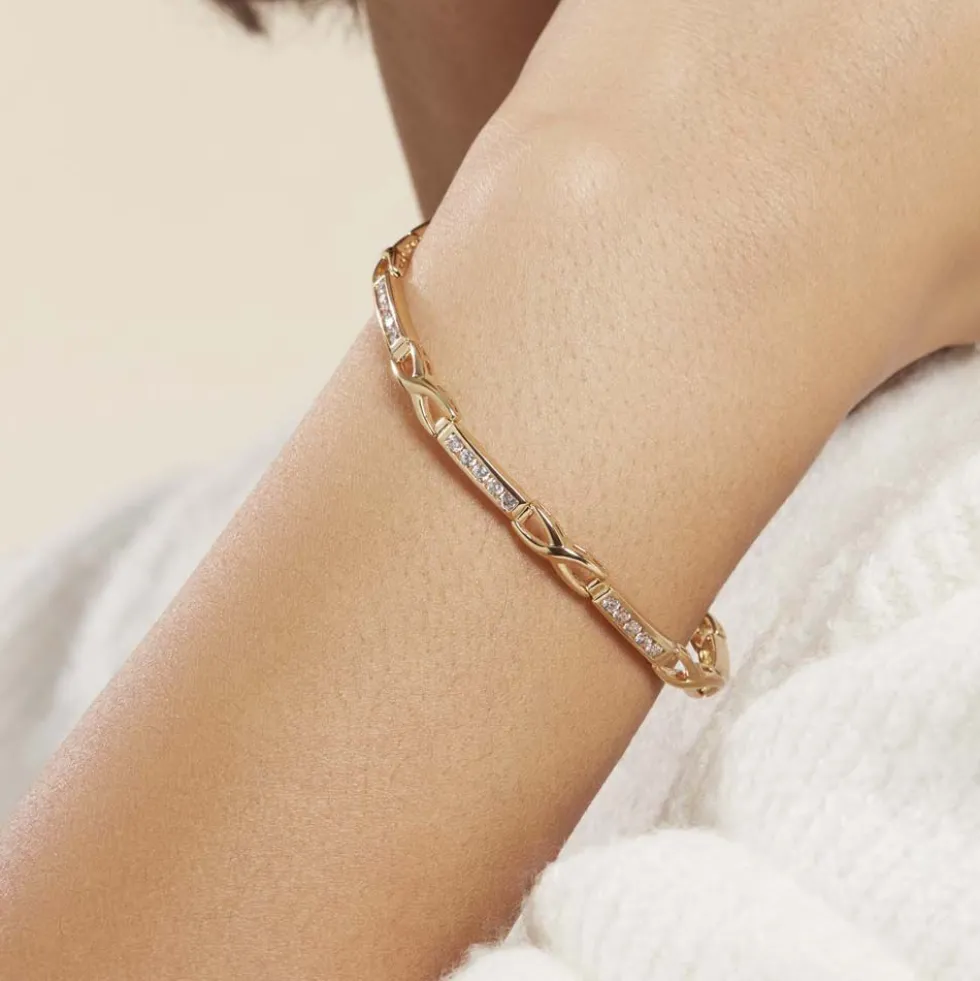 Bracelet Jonc Epiphanieae Plaqué Or Jaune Oxyde De Zirconium