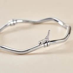 Bracelet Jonc Jennie Ondule Or Blanc