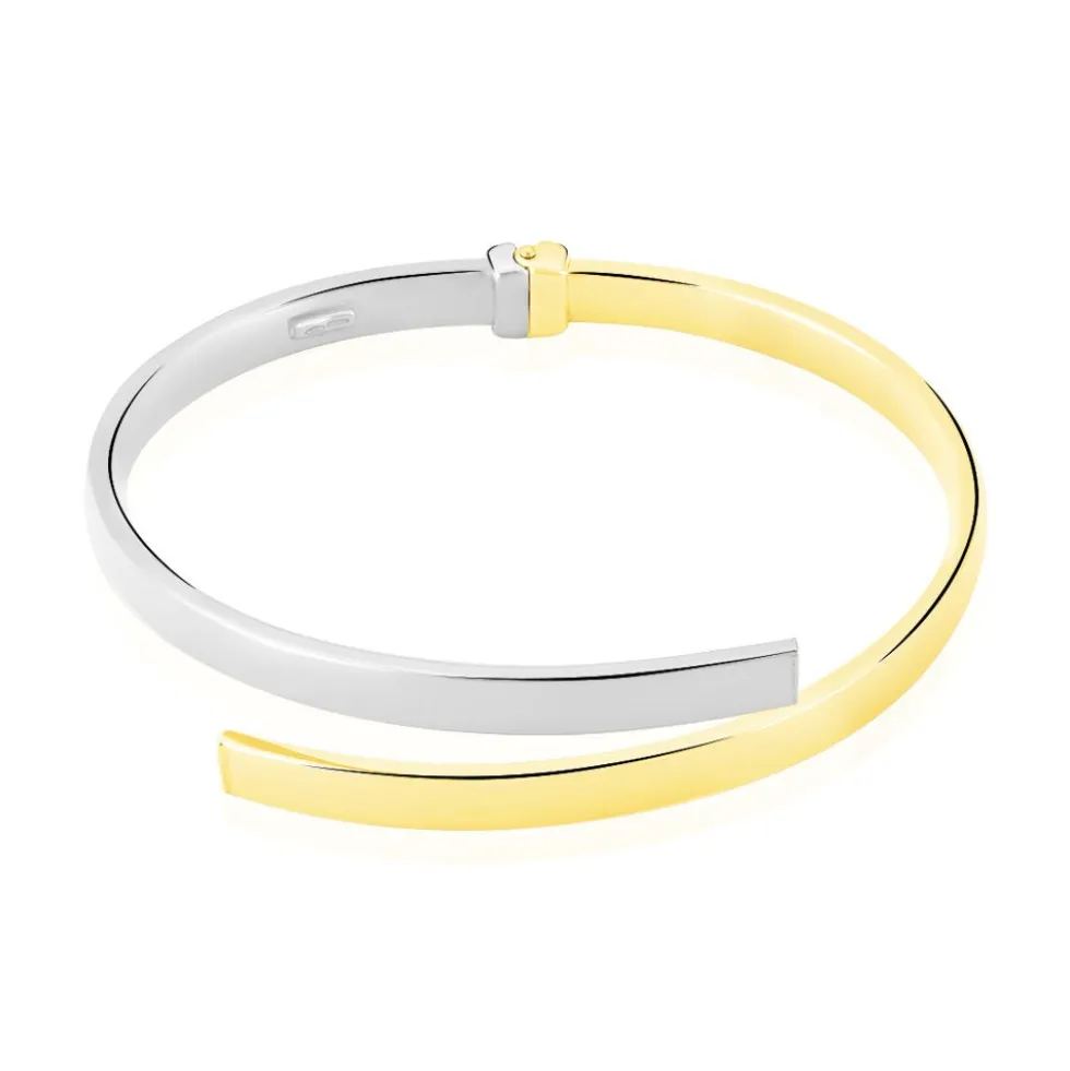Bracelet Jonc Loise 2 Fils Carres Or Bicolore