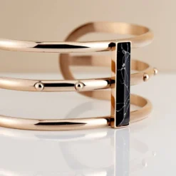 Bracelet Jonc Medina Acier Rose Pierre De Synthese