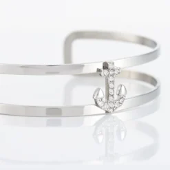 Bracelet Jonc Meysa Acier Blanc Strass