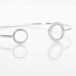 Bracelet Jonc Nathalia Argent Blanc Oxyde De Zirconium