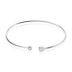 Bracelet Jonc Perline Argent Blanc Oxyde De Zirconium