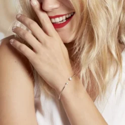 Bracelet Jonc Perline Argent Blanc Oxyde De Zirconium