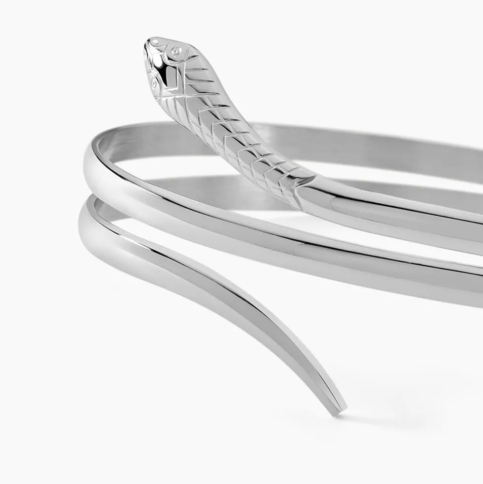 Bracelet Jonc Solitaae Argent Blanc