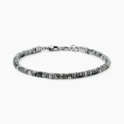 Bracelet Jourdan Acier Blanc Obsidienne Hématite