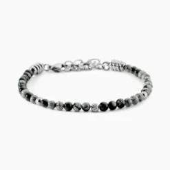 Bracelet Jourdan Acier Blanc Obsidienne
