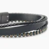 Bracelet Jourdan Cuir De Vache Noir Hématite