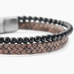 Bracelet Jourdan Cuir De Vache Marron Onyx
