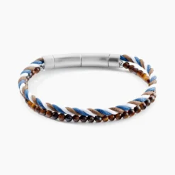 Bracelet Jourdan Renatus Acier Argenté Oeil De Tigre