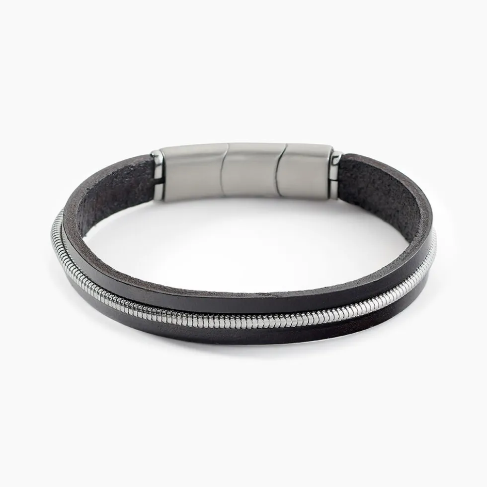 Bracelet Jourdan Rodney Cuir Noir
