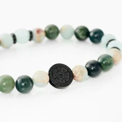 Bracelet Jourdan Yasur Acier Noir Quartz Amazonite