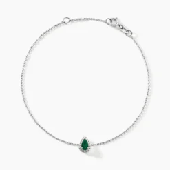 Bracelet Juliettina Or Blanc Emeraude Et Diamant