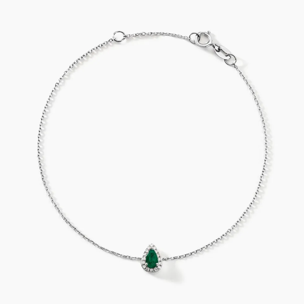 Bracelet Juliettina Or Blanc Emeraude Et Diamant