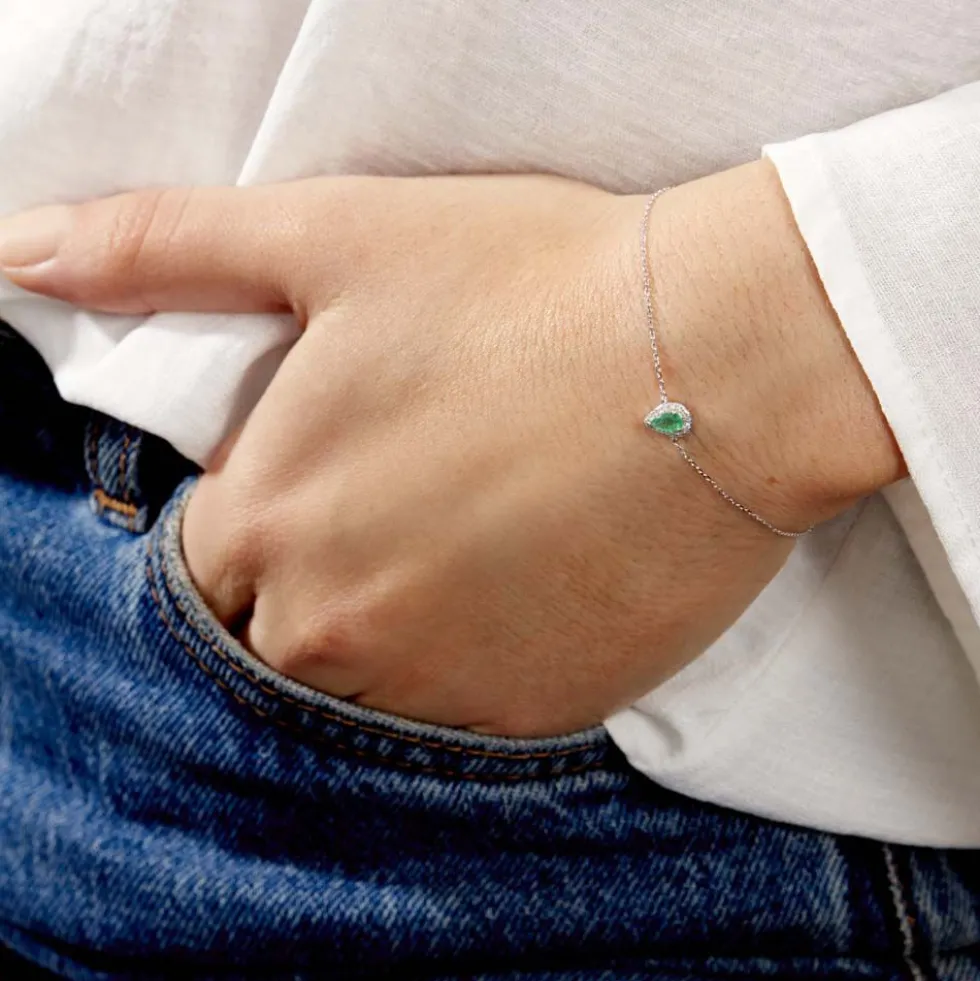 Bracelet Juliettina Or Blanc Emeraude Et Diamant