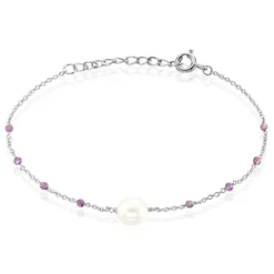 Bracelet Kerri Argent Blanc Perle De Culture Améthyste