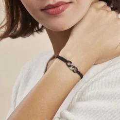 Bracelet Link Argent Blanc Oxyde De Zirconium Et Céramique