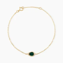 Bracelet Luminea Or Jaune Malachite Oxyde De Zirconium
