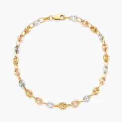 Bracelet Maille Dami Maille Grain De Cafe Or Tricolore