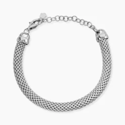 Bracelet Nahila Maille Popcorn Argent Blanc