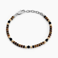 Bracelet Nairobi Acier Bicolore Oeil De Tigre Onyx