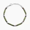Bracelet Naturel Acier Blanc Jaspe Africain Pierre De Lave
