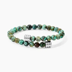 Bracelet Naturel Acier Blanc Turquoise