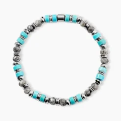 Bracelet Naturel Autres Tricolore Turquoise Hématite Jaspe Africain