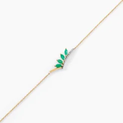 Bracelet Navette Or Jaune Emeraude Diamant