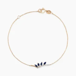 Bracelet Navette Or Jaune Saphir Diamant